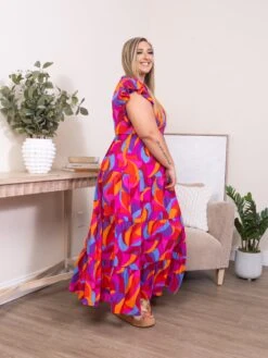 Abstract Print High Tiered Maxi Dress | S-XL -Women Clothing Shop 60cd16c48f48774f74772ec854d560d4
