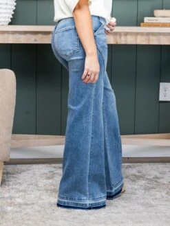 Risen High Rise Wide Button Down Seam Lined Detail Jeans | 0 - 3X -Women Clothing Shop 61039f191b06e2ad3017a1a06742726b