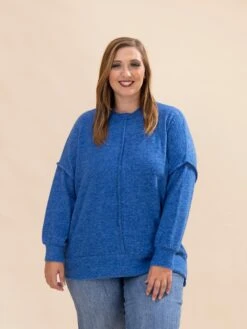 Zenana Luxe Hacci Oversized Exposed Seam Drop Shoulder Sweater | S/M - 3X -Women Clothing Shop 61211d33ddbb2662029433873f46f764