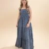 Washed Daisy Print Denim Maxi Dress | S-L
