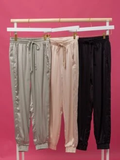 Satin Joggers | S - L Set W/ Sku53197*Final Sale* -Women Clothing Shop 61a9ef117fc5678ce0965b60e083d0cd