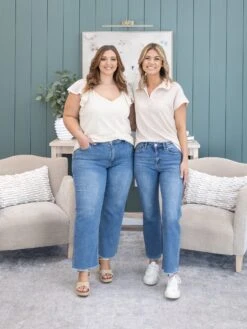 Zenana High Waist Straight Leg Medium Wash Jeans | 1 - 15