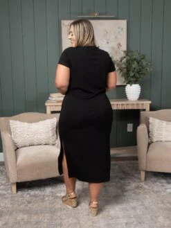 Short Sleeve Dress W/ Side Slit | S-3X -Women Clothing Shop 62e6ac97bea2855c05fba7b59c4bff5b