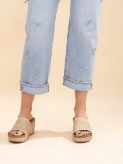 Risen High Rise Crop Barrel Jeans With Ribbon Detail | 0-3XL -Women Clothing Shop 6314cd663cff0e50402dfe404a885834