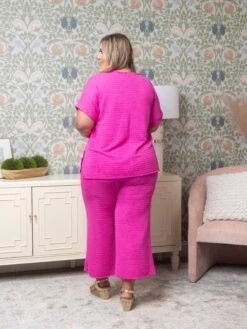 Crinkle Textured Elastic Waist Crop Pants W/Pockets | S-3X Set W/ Sku53465 -Women Clothing Shop 6334cda2388513ed66a298e049508128