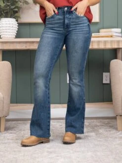 Judy Blue Mid Rise Tummy Control Vintage Wash Cut Hem Flare Jean | 0-24 -Women Clothing Shop 63abaa103571b004959363bcece04754