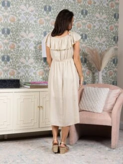 Ruffle Sleeve Cotton Linen Dress | S - L -Women Clothing Shop 63be56b2e4528db689fe1b4206b8f19a