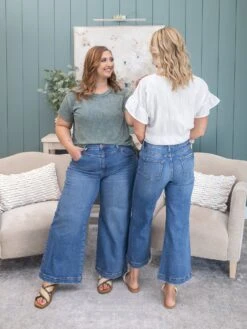 Risen High Rise Crop Wide Front Yoke Detail Jeans | 0-3X -Women Clothing Shop 63d451ef44d89f56c74bbdeb6481108c