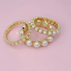 Glam Pearl Trio Bracelet Set