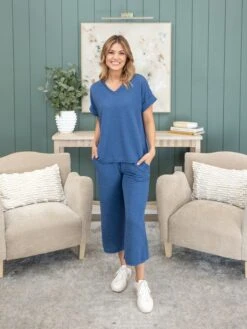 Crinkle Textured Elastic Waist Crop Pants W/Pockets | S-3X Pair W/ Sku53465 -Women Clothing Shop 68255632ad2512a29aec8e4501783452