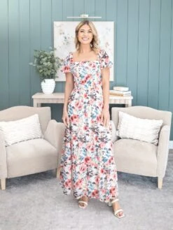 Floral Print Chiffon Maxi Dress | S - L