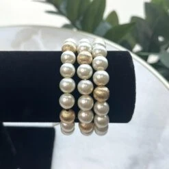 3 Set Scratched Ball Glass Pearl Bracelet