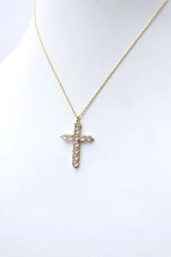 Rhinestone Cross Pendant Necklace -Women Clothing Shop 68e24427146729db06b03ede99f39024