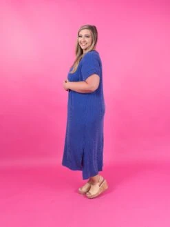 Short Sleeve Round Neck Ribbed Midi Dress | S - 2X -Women Clothing Shop 69d8cde44e80a12e09fc165b0bea8166