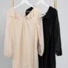 Ruffled V-Neck Long Sleeve Dress W/ Sheer Lining | S - 3X