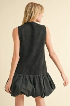 Mixed Fabric Button-up Bubble Dress | S - L Jodifl -Women Clothing Shop 6a98786bad69175d864fa9bbeb2dd4a3