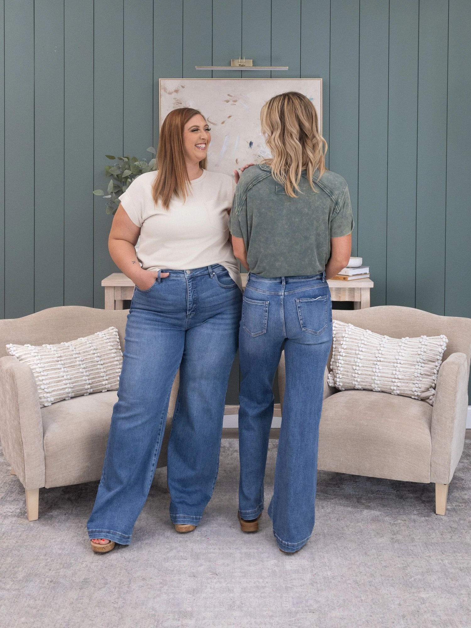 Risen Tummy Control High Rise Wide Adjustable Waist Band Jeans | 0-3X 2 Risen Tummy Control High Rise Wide Adjustable Waist Band Jeans | 0-3X - Image 2