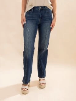 Judy Blue Mid Rise Straight Western Seam Detail Jeans | 0-24W