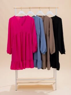 Airflow Long Puff Sleeve Babydoll Dress | S-3XL