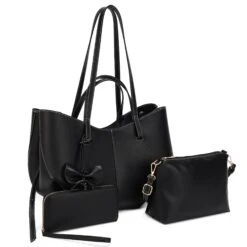 3-Piece Tote Bag Set With Crossbody Pouch And Wristlet Wallet Top's Handbags