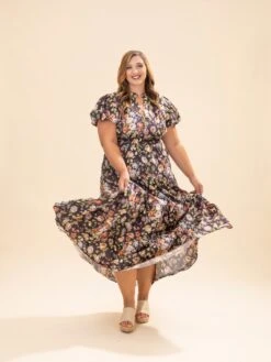 Floral Print Bubble Puff Sleeve Midi Dress | S-2XL -Women Clothing Shop 6dda3d80b17bec3b1566d001355dd5ef