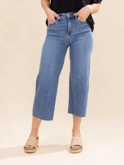 Judy Blue High Waist Wide Crop Classic Raw Hem Jean | 0-24