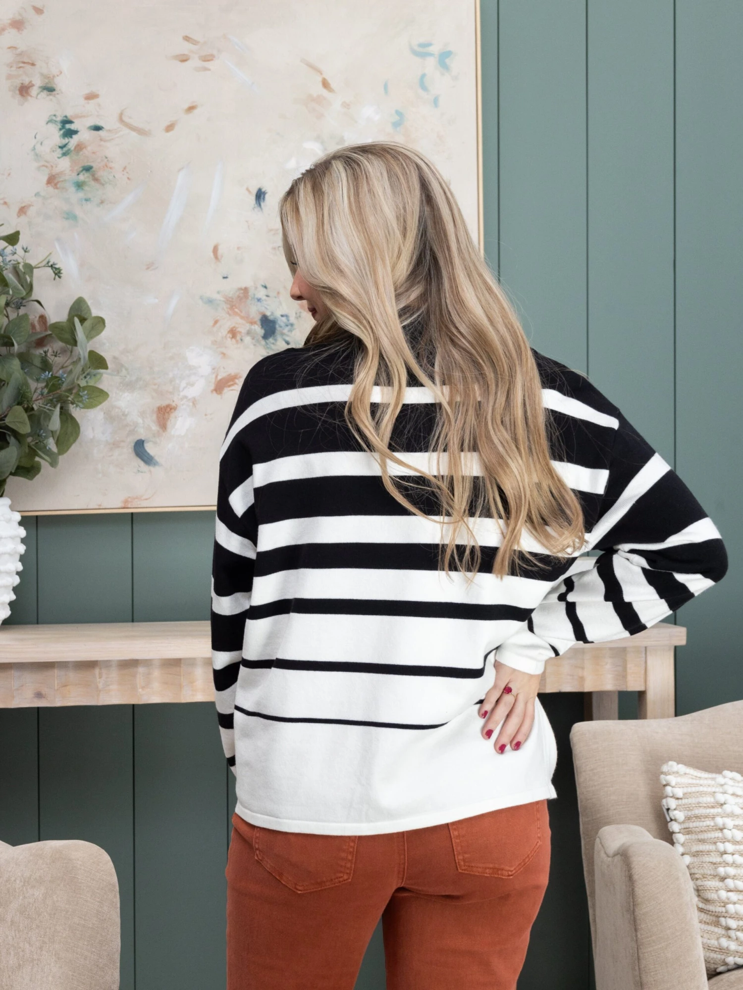 Stripe Mock Neck Sweater | S - XL 4 Stripe Mock Neck Sweater | S - XL - Image 4