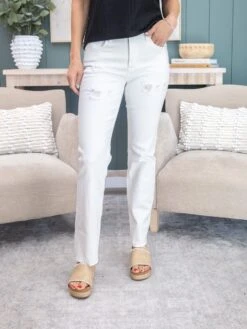 Mica Denim High Rise Slim Straight Leg Distressed Jeans | 0-15 -Women Clothing Shop 6fc99cefebaac440e60bd42ed3f1de00