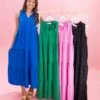 Ruffled Neckline Tiered Maxi Dress By DD Design | S - 3XL