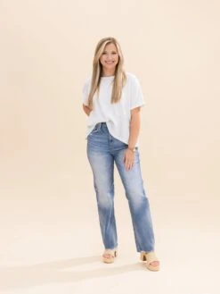 Mica Denim High Rise Raw Hem Loose Fit Straight Jeans | 0-15 -Women Clothing Shop 717a167cf47c97f284cbbfee8c88a03a