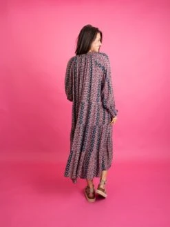 Long Sleeve V Neck Printed Gauze Maxi Dress | S - L -Women Clothing Shop 727638e0a6a1133337b9f8a6d59dba15