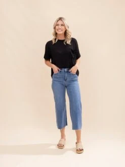 Judy Blue High Waist Wide Crop Classic Raw Hem Jean | 0-24 -Women Clothing Shop 72a753af843ec60baa2e6440394f0c8d