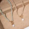 Clover Charm Beaded Toggle Clasp Necklace