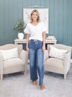 Saige Denim High Rise Semi Flare Straight Jean W/ Drawstring | 0-15 -Women Clothing Shop 72c8748d3202eecc87a59cb99f280cb6