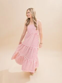 Sleeveless Side Pocket Striped Midi Dress | S-L Americana -Women Clothing Shop 73ae8af55b26c8951f3e4f14983864fe