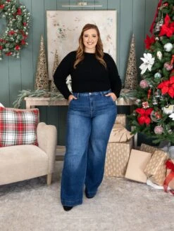 Risen High Rise Wide Leg Slanted Pocket Jeans | 0-3X -Women Clothing Shop 7478b23f97f56969742d03e861a50570