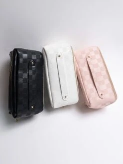 Zenana Vegan Leather Checkered Makeup Bag | *Final Sale* -Women Clothing Shop 7572e666ee9ff36a124addae8efd30f9