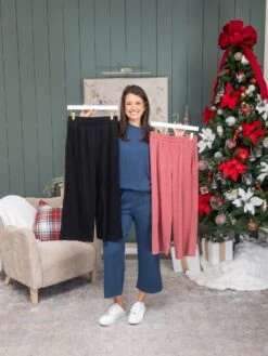 Textured Knit 24" Pants With Pockets And Tie Waistby DD Design| S - 3XL Pair W/ Sku56978