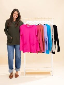 Zenana Viscose Sweater W/ Front Pockets | S/M - L/XL