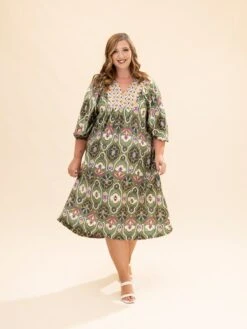 Mixed Abstract Print Collared Midi Dress | S-L -Women Clothing Shop 78bf2054fb2d5d6c5fbf74fb74aec584