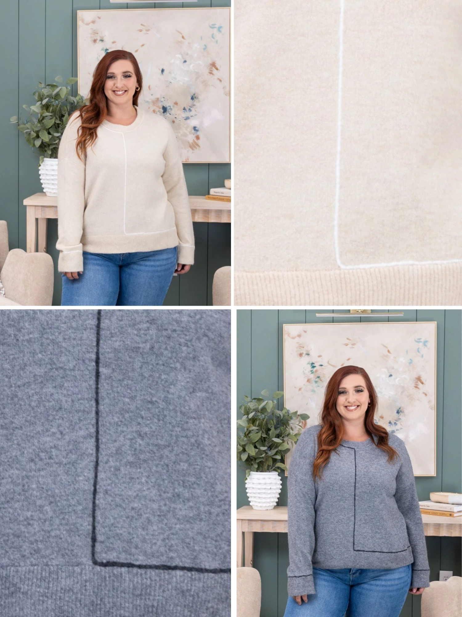 STACCATO Contrast Line Detail Crew Neck Sweater | S - XL 1 STACCATO Contrast Line Detail Crew Neck Sweater | S - XL