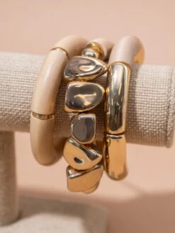 Natural And Gold Bracelet Set