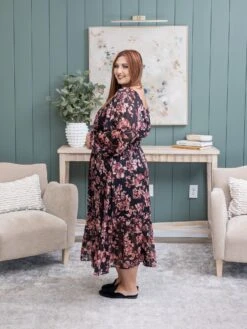 Lurex Floral Printed Tiered Midi Dress | S-3XL -Women Clothing Shop 79e0ad70a90b3655f114d3cc321da736