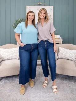 Risen High Rise Crop Wide Button Up Jean | 0-3X