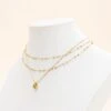 Stainless Steel Thin Layered With Gold Teardop Necklace