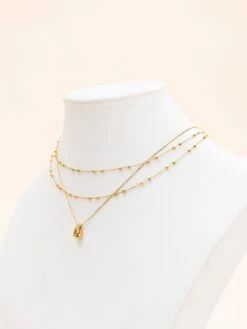 Stainless Steel Thin Layered With Gold Teardop Necklace