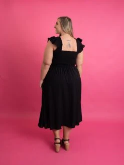 Smocked Bodice Square Neck Midi Dress W/ Ruffle Sleeves | S-3X -Women Clothing Shop 7b7dad3a122d0140aafac26b8e73948b 1