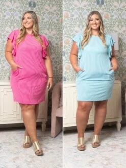 Raised Rib Flutter Sleeve Dress | S - XL