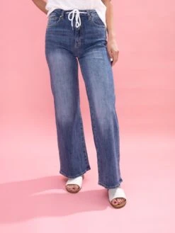 Saige Denim High Rise Semi Flare Straight Jean W/ Drawstring | 0-15 -Women Clothing Shop 7bd905be8693fd55316a67620c5d17cf