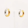 Stainless Steel Two Tone Silver And Gold Huggie Hoop Earrings